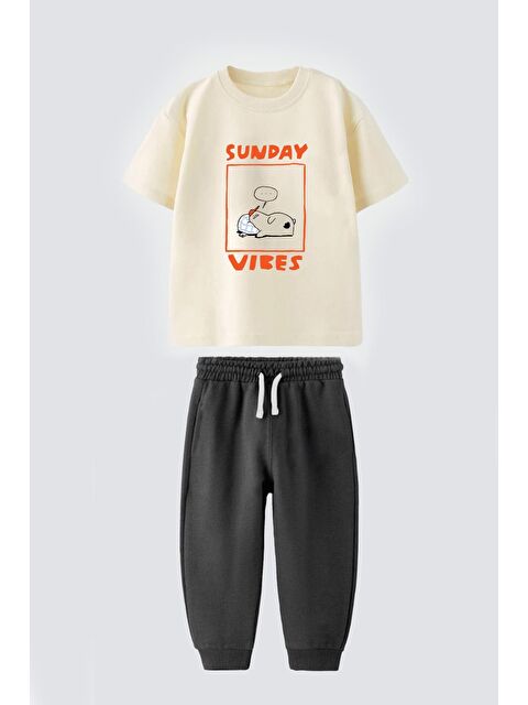 Monila Erkek Çocuk Slogan Baskılı Pamuklu Altüst Takım - S000515530-5300