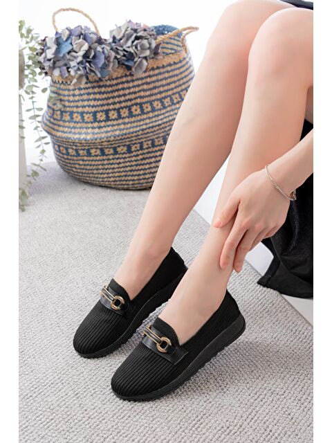 Oksit Libba Toka Detaylı Triko Kalın Taban Kadın Günlük Casual Ayakkabı - S000394165-19351