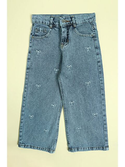 Fullamoda Beli Ayarlanabilir Nakışlı Taşlı Kız Çocuk Palazzo Pantolon - S000488451-17234