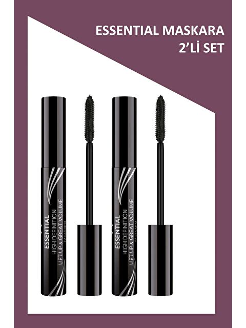 GOLDEN ROSE Essential High Definition & Lift Up&great Volume Mascara Black - Hacim Veren Maskara 2'li Set