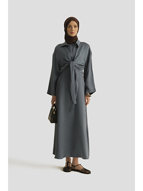 ARMİNE Lyocell Gömlek Elbise Takım İndigo - S000512214-23093