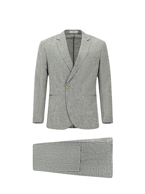 Kiğılı Regular Fit Keten Karışımlı Kruvaze Takım Elbise