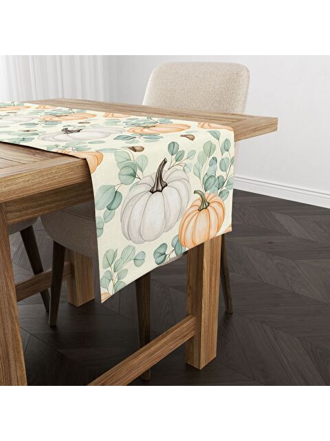 Evmila Sonbahar Desenli 40x140 cm Kadife Masa Örtüsü Runner - S000435743-23173