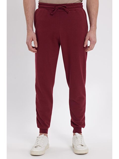 TUDORS Erkek Regular Fit Klasik Kesim Beli Bağcıklı Jogger Cepli Lastikli Paça Bordo Eşofman Altı - S000518916-19951