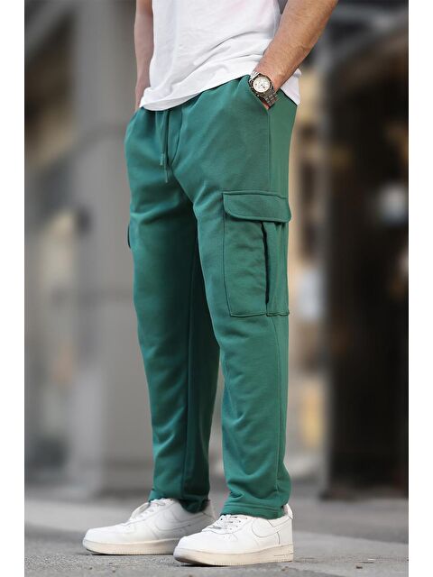 Madmext Yeşil Beli Ayarlanabilir Kargo Cep Basic Erkek Jogger Eşofman Altı 6552 - S000273543-18194