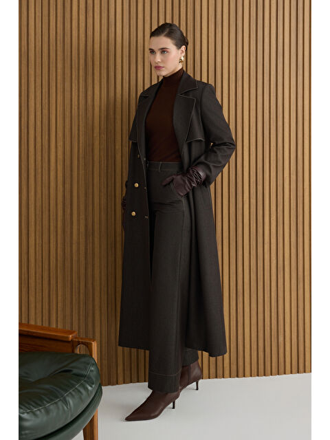 AKER Kahverengi Denim Görünümlü Pantolon - S000494447-19413