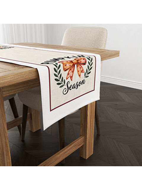 Evmila Sonbahar Desenli 40x140 cm Kadife Masa Örtüsü Runner - S000435747-23173