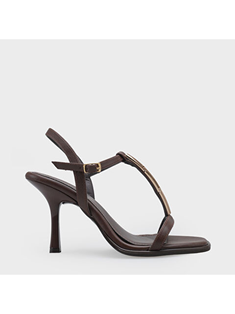 Capone Outfitters Nikkie Küt Burunlu Metal Tek Bantlı Orta Topuklu Bilekten Bantlı Kadın Ayakkabı