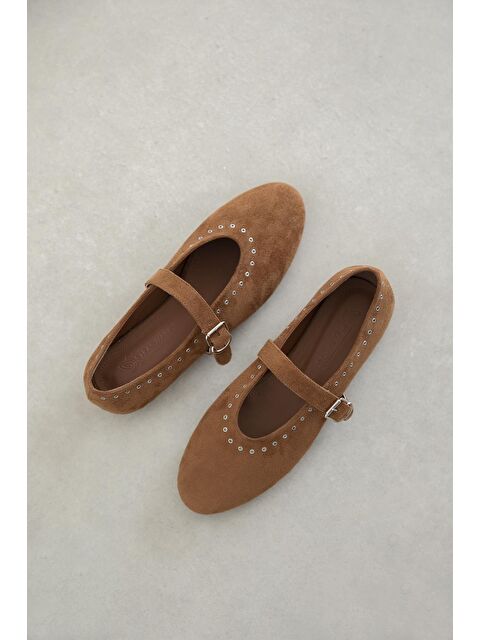 Straswans Abner  Kadın Drop Detay Süet Babet Taba - S000513048-14955