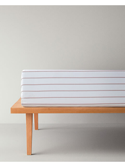 English Home Serene Stripes Pamuklu Çift Kişilik Lastikli Çarşaf 160x200 cm Pembe - S000439131-20024