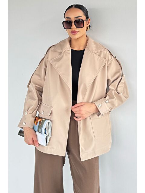 Gülseli Kadın Bel Kuşaklı Çift Cepli Trençkot - S000482979-19928