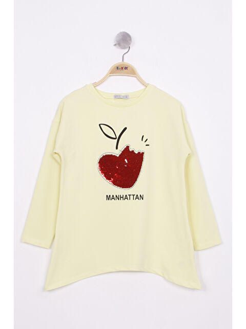 Toontoykids Kız Çocuk Pullu Kalp Nakışlı Tişört