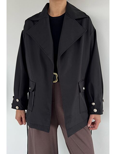 Gülseli Kadın Bel Kuşaklı Çift Cepli Trençkot - S000482979-19351