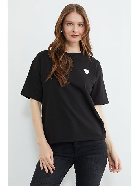 Fullamoda Metal Aksesuarlı Bisiklet Yaka Tişört - S000527581-19351