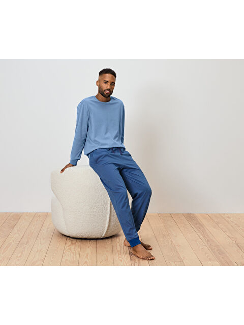 Tchibo Erkek Pijama Takımı, Mavi/Tam. Baskılı