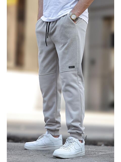 Madmext Boyalı Gri  Paçası Lastikli Polar Erkek Jogger Eşofman Altı 6555 - S000273544-22875