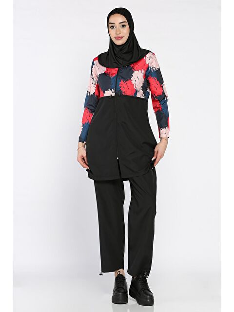 Julude Kadın Tam Kapalı Paraşüt Kumaş Büstiyer Tunik Bone Pantolon 4'lü Tesettür Mayo - S000399813-19351