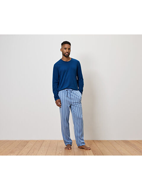 Tchibo Erkek Pijama Takımı, Mavi/Çizgili