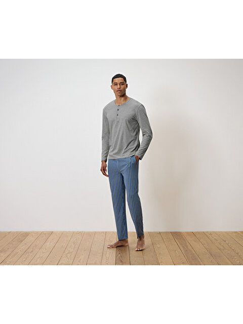 Tchibo Erkek Pijama, Single Jersey, Henley