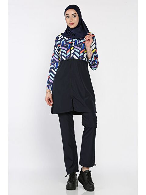 Julude Kadın Tam Kapalı Paraşüt Kumaş Büstiyer Tunik Pantolon Bone 4'lü Tesettür Mayo - S000399815-21164