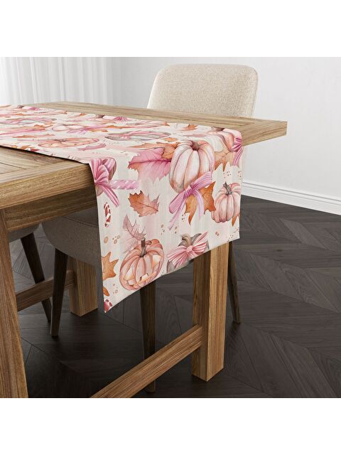 Evmila Sonbahar Desenli 40x140 cm Kadife Masa Örtüsü Runner - S000435750-23173