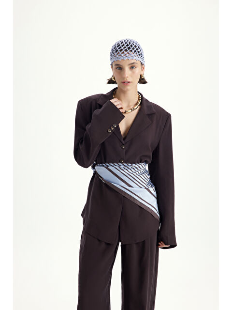 Mai Collection Breeze Bağlamalı Kahve Ceket Pantolon Takım