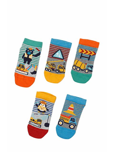 Polaris VEHICLE 5 LI PTK-B 4PR Çok Renkli Erkek Çocuk 5'li Patik Çorap - S000364036-23173