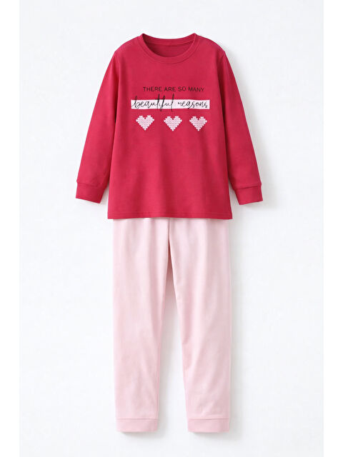 Remsa Genç Kız Çocuk Pamuklu Desenli Pijama Takımı 8412 Fuşya02 - S000513365-37272