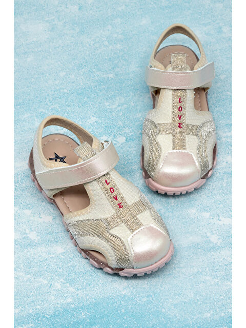 TONNY BLACK Kız Çocuk Sedef Çoçuk Sim Detaylı Cırtlı Rahat Kalıp Sandalet - S000519349-1358