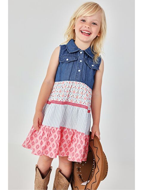 Boboli Çiçek Nakışlı Elbise 2-6 Yaş Çok Renkli - S000530811-23173