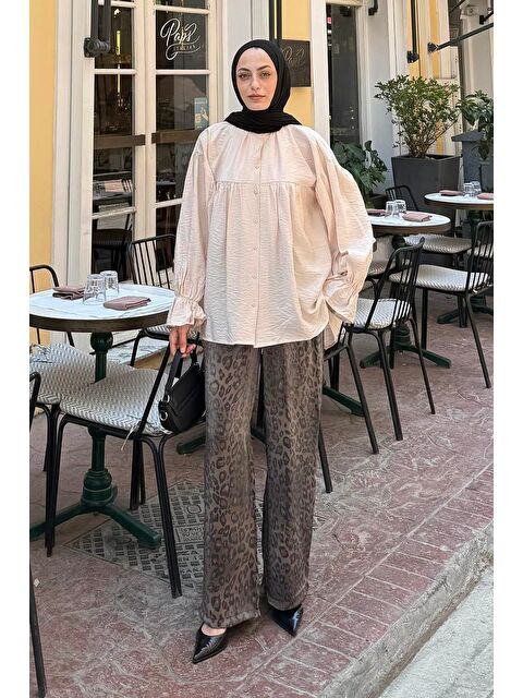 Lamelif Roba Detaylı Tesettür Gömlek Bej - S000522617-19928