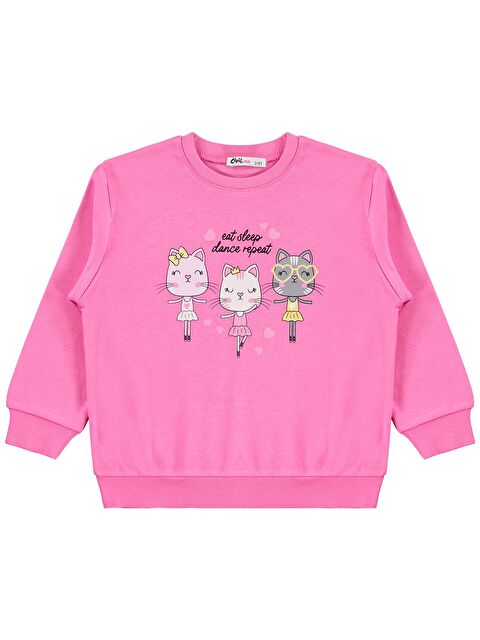 Civil Girls Kediler Baskılı 2-5 Yaş Sweatshirt - Pembe 3-4 Yaş - S000492993-20022
