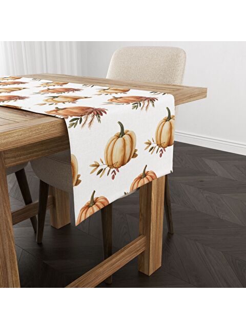 Evmila Sonbahar Desenli 40x140 cm Kadife Masa Örtüsü Runner - S000435761-23173