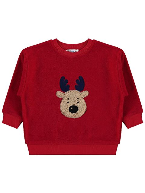 Civil Boys Geyik Nakışlı 2-5 Yaş Sweatshirt - Kırmızı 5-6 Yaş - S000492997-20045