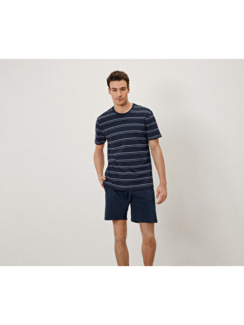 Tchibo Erkek Şortlu Pijama, Çizgi/Laci.