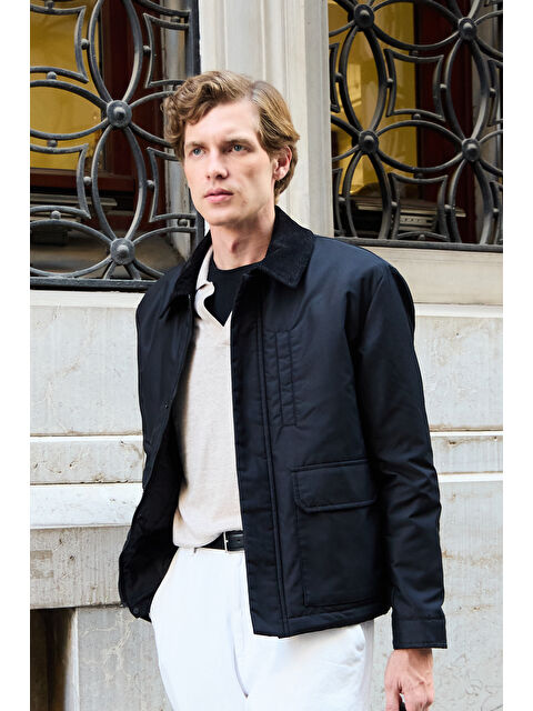 Danger Erkek Kontrast Yakalı Mont Ceket Siyah - S000427345-19351