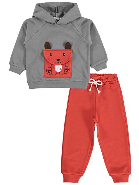 Civil Boys Cep Tilki Baskılı Kapüşonlu 2-5 Yaş Eşofman Takımı - Gri 4-5 Yaş - S000492963-20600