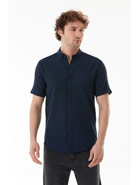 Fullamoda Basic Kısa Kollu Keten Gömlek - S000380573-21164