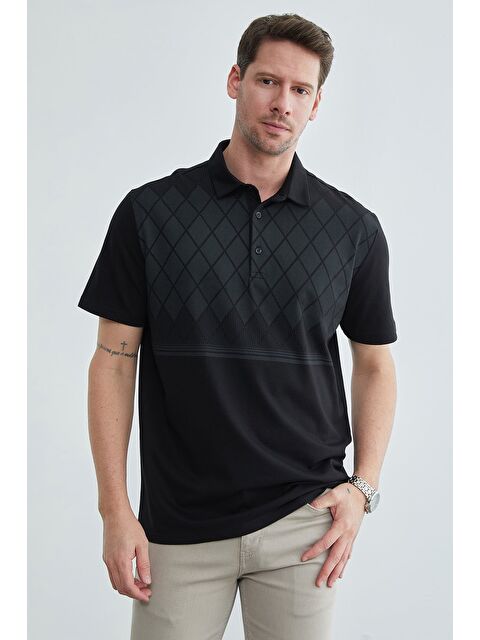 Fullamoda Baklava Desenli Polo Yaka Tişört - S000516459-19351