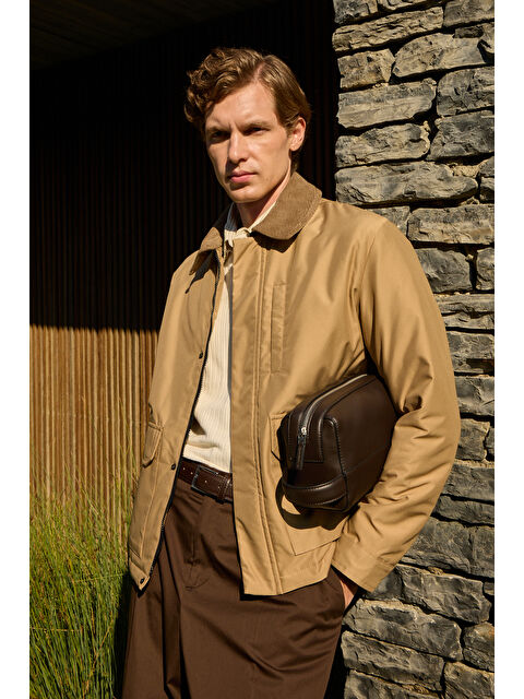 Danger Erkek Kontrast Yakalı Mont Ceket Bej - S000427548-19928