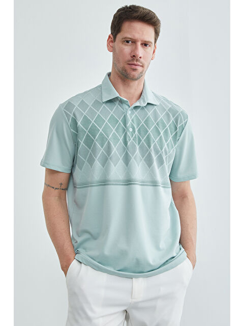 Fullamoda Baklava Desenli Polo Yaka Tişört - S000516459-1180