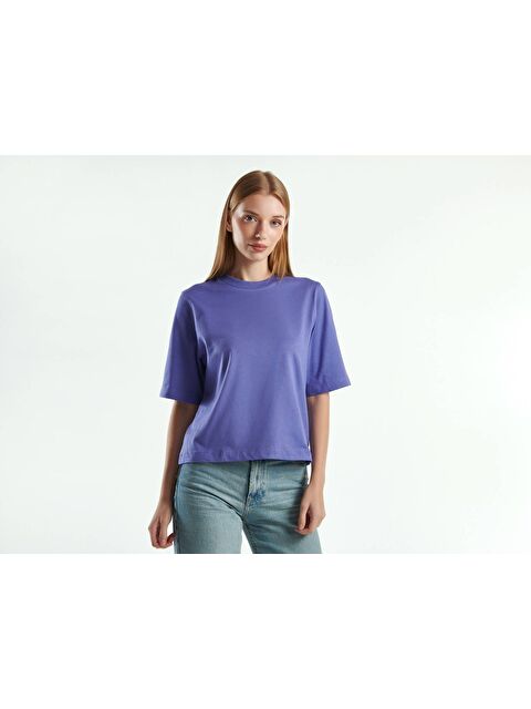 United Colors Of Benetton Kadın Mor  100 Pamuk Boxy Fit T Shirt - S000278627-20042