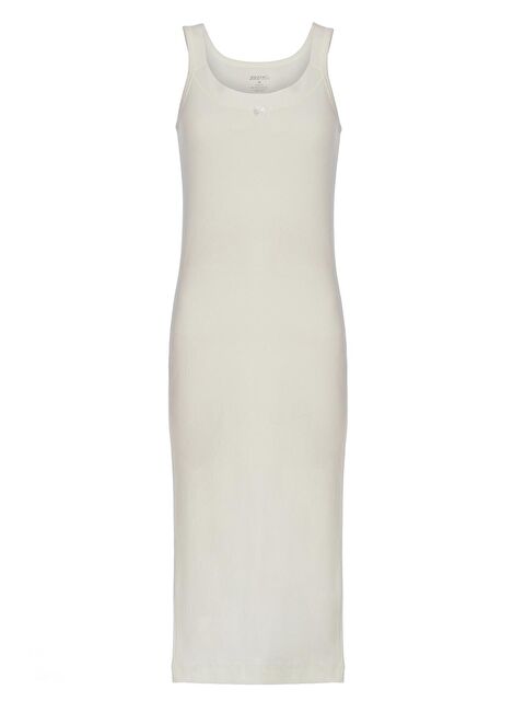 Tolin Kadın Pamuklu V Yaka Geniş Askılı Ribana Uzun Gecelik 1231 - S000075160-19966