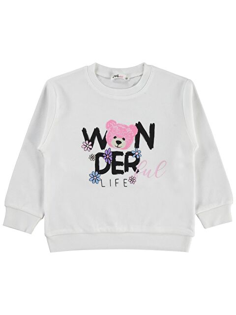 Civil Girls Wonderful Life Baskılı 2-5 Yaş Sweatshirt - Ekru 5-6 Yaş - S000492988-19965