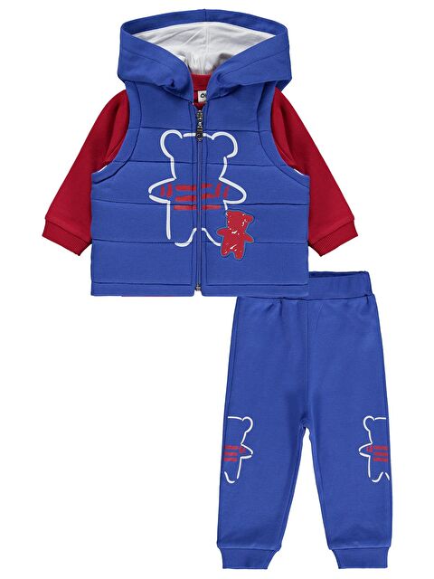 Civil Baby Ayıcık Baskılı 3'lü 6-18 Ay Takım - Mavi 12-18 Ay - S000492968-17234