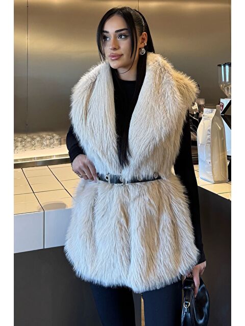 Gülseli Kadın İç Astarlı Sakallı Kürklü Yelek (s-m-l-xl Beden Uyumludur.) - S000470264-19966