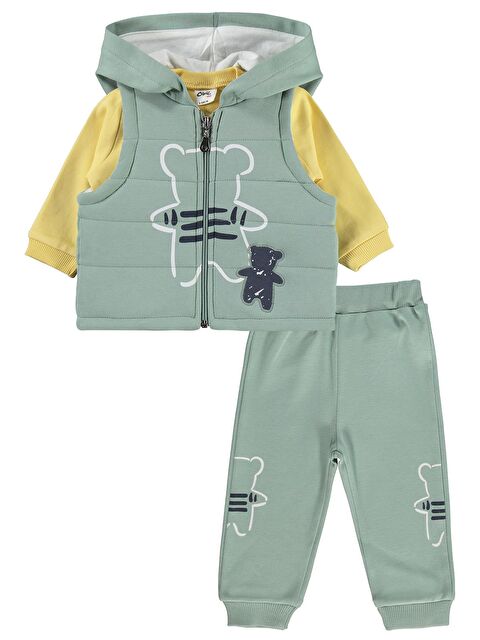 Civil Baby Ayıcık Baskılı 3'lü 6-18 Ay Takım - Yeşil 9-12 Ay - S000492968-18194