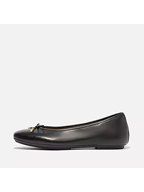 Fitflop Kadın Babet HX8-001 DELICATO Bow Soft Leather Ballet Flats BLACK