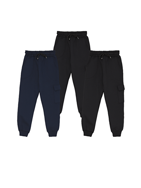 JackandRoy 3'lü Eşofman Altı Jogger Kargo Cepli Çocuk Okul Pantolonu - S000466384-37355