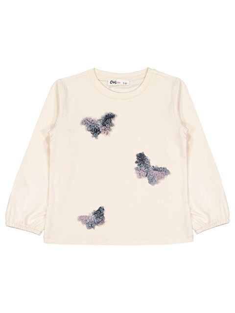 Civil Girls Kelebek Nakışlı 2-5 Yaş Sweatshirt - Fil Dişi 2-3 Yaş - S000493008-19928